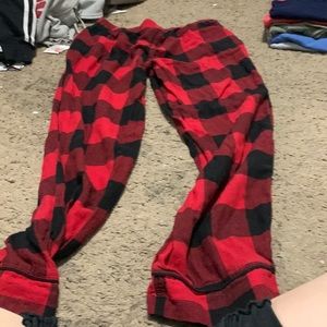 red plaid pajama pants